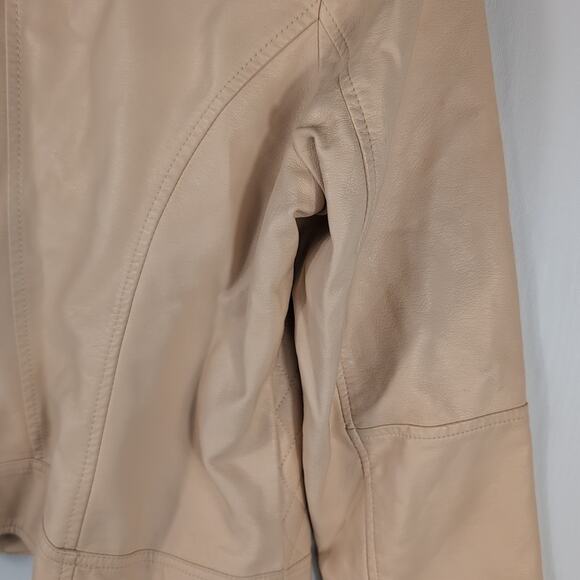 American Rag Jacket Womens L Pink Faux Leather Moto Full Zip Quilted Biker Style - Picture 7 of 15